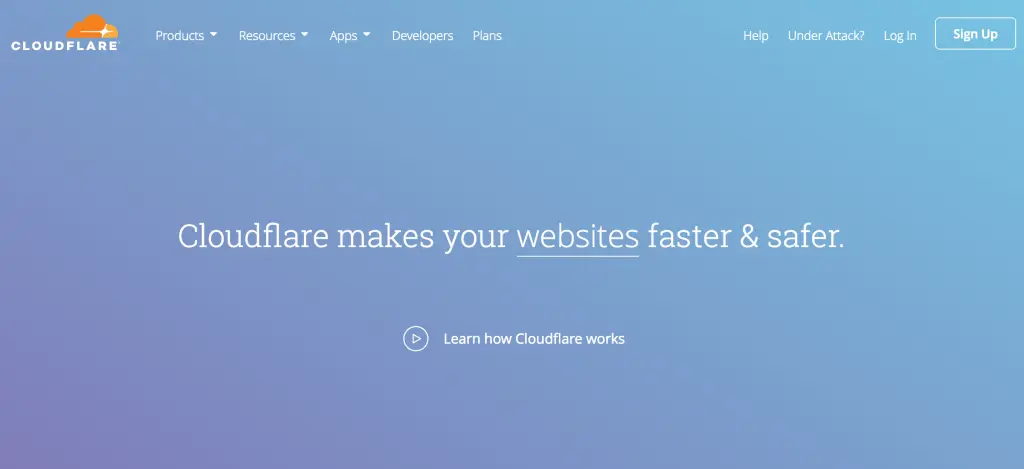 Cloudflare website showcasing features and benefits.