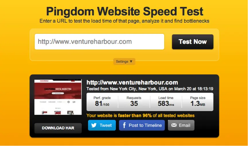 Page speed after