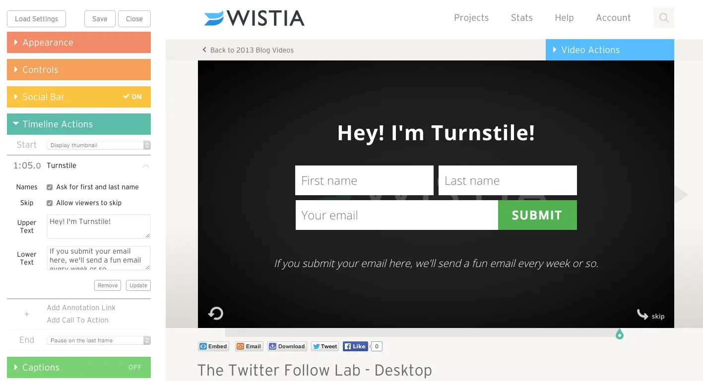 Turnstile capturing viewer information for lead generation.
