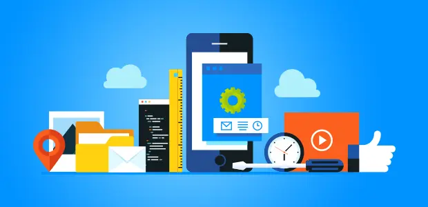 Email marketing automation tools with various software and devices.