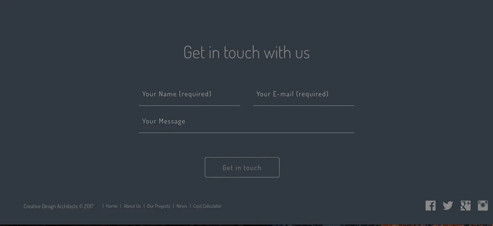 Contact form design with fields for name, email, and message.