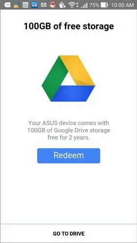 Google Drive offering 100GB of free storage for 2 years.