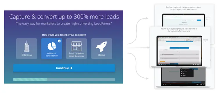 LeadFormly segmenting tool interface displaying lead qualification options.
