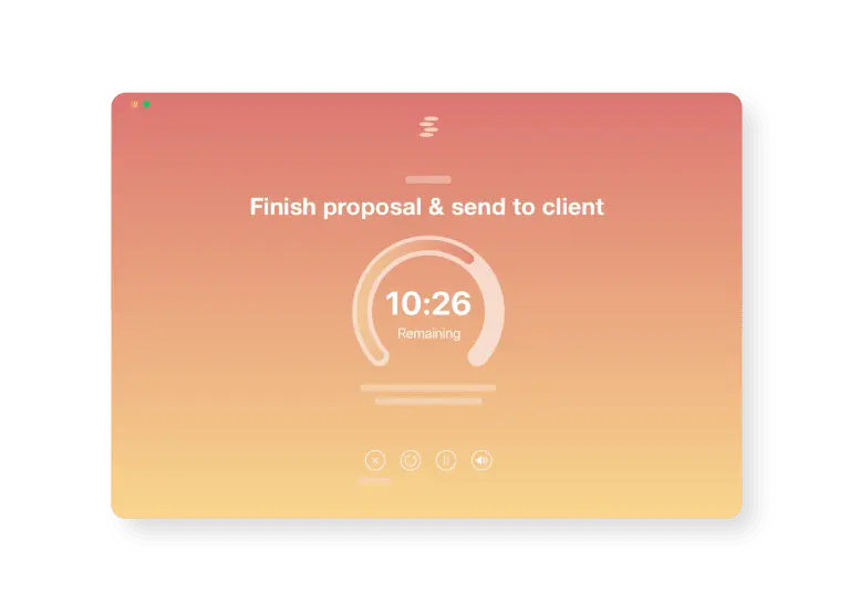 Freedom.to timer displaying a 10:26 countdown for a task.