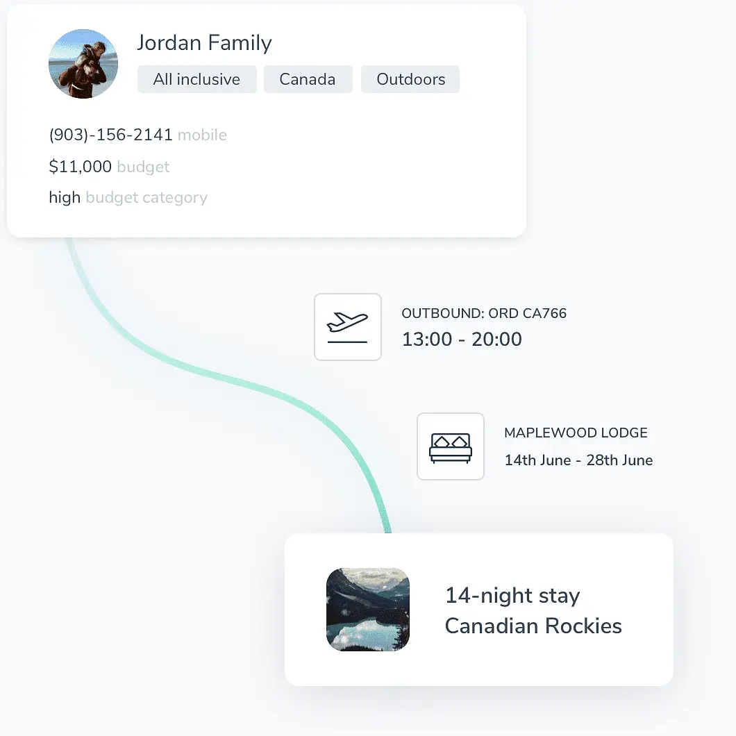 Capsule's CRM showing customer information and booking details.