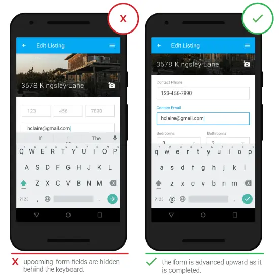 Mobile form UX comparison showing effective design improvements.