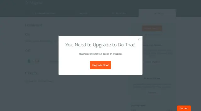 Zapier dashboard showing a prompt to upgrade for task limitations.