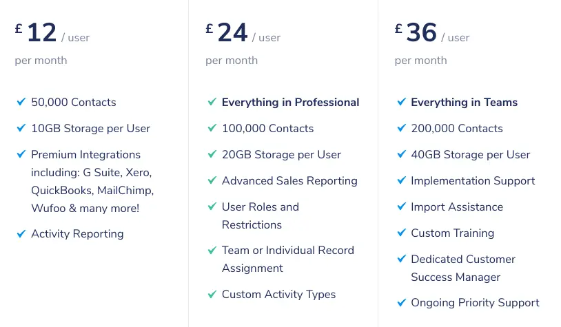 Capsule pricing plans comparison showing features and user limits.
