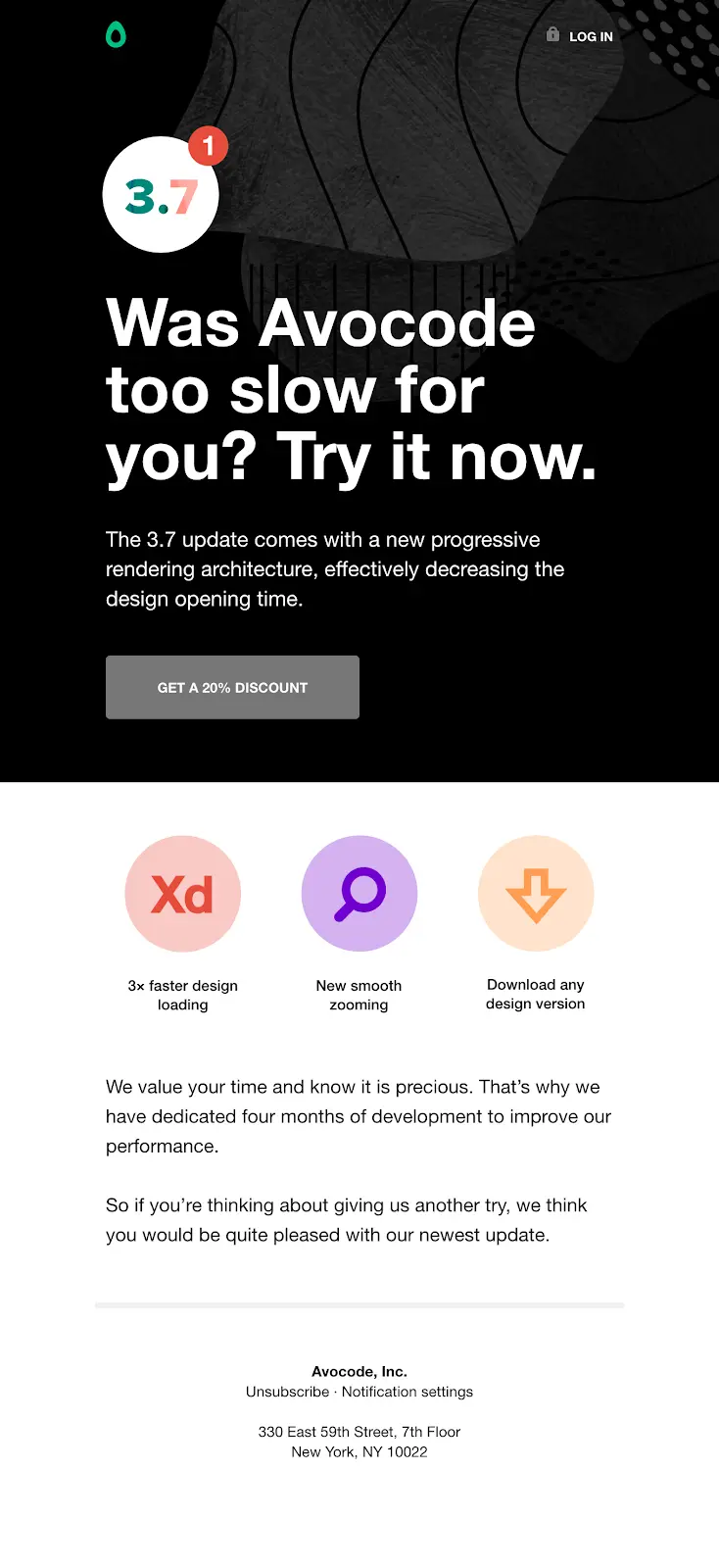 Avocode interface showing new features for improved performance.