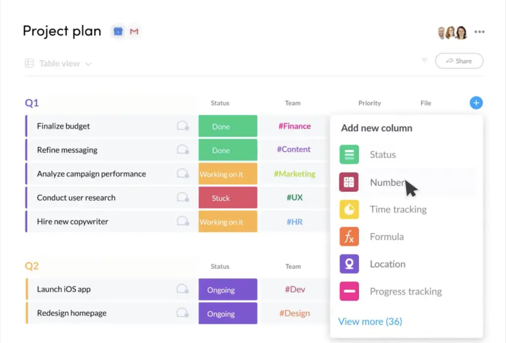 Trello project plan showing task status and team assignments.