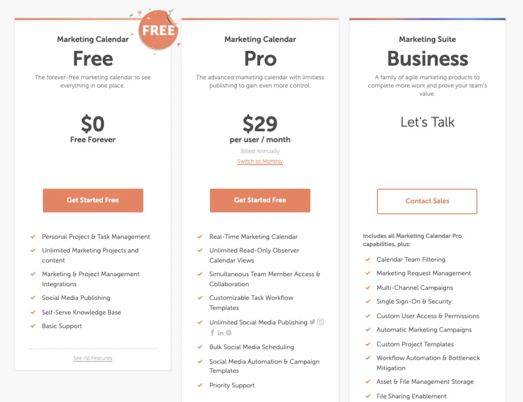 Image of CoSchedule pricing information