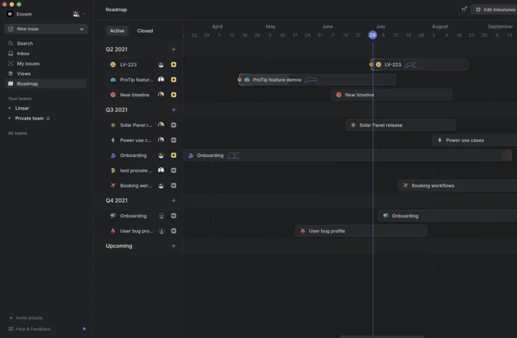 Screenshot of Linear's software