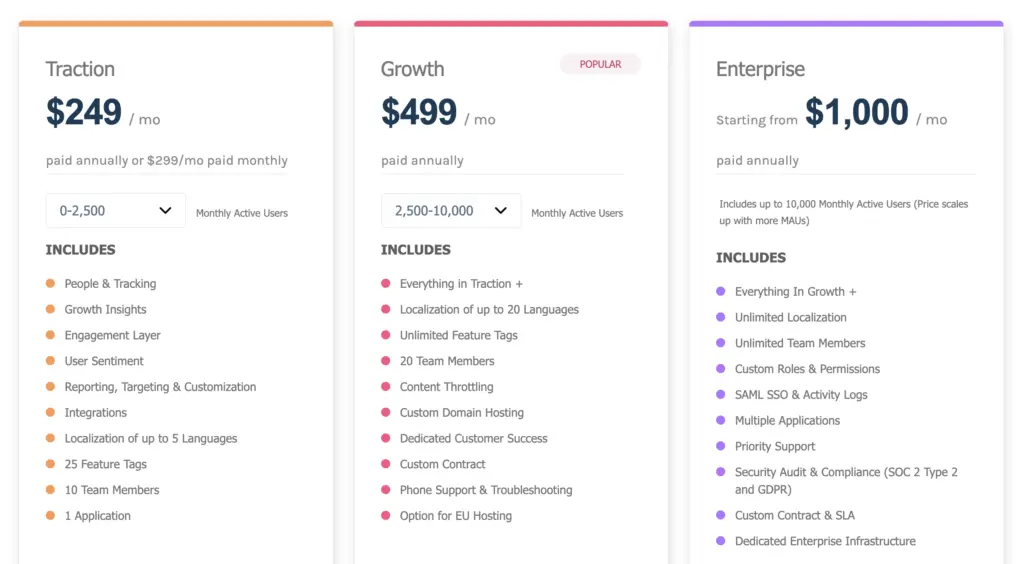 Screenshot of Userpilot pricing