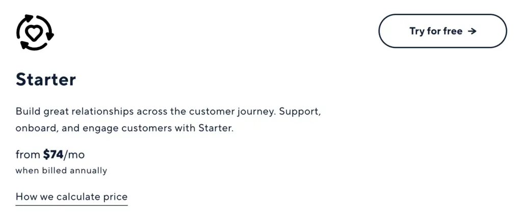 Screenshot of Intercom pricing