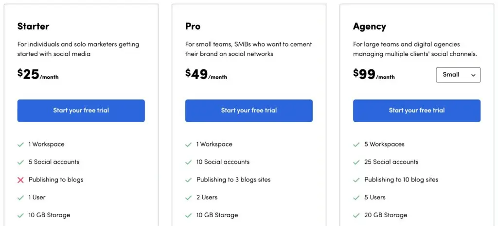 Image of ContentStudio pricing information