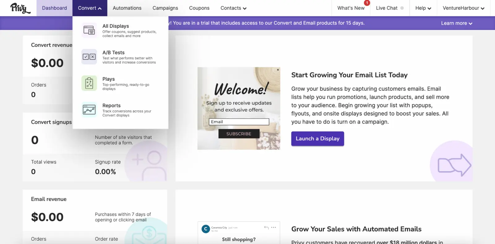 Privy dashboard