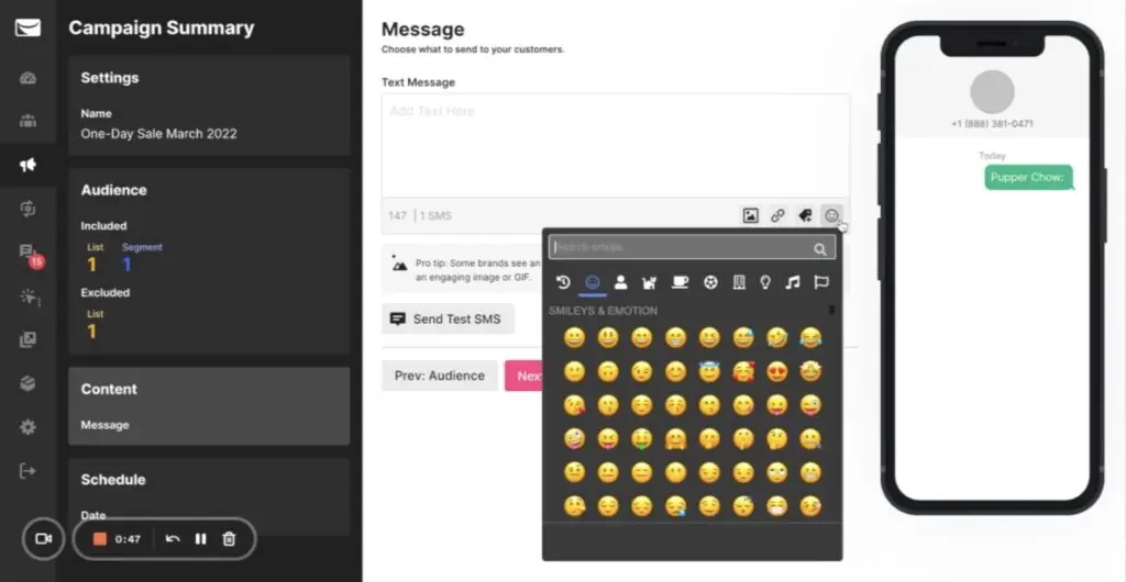 sendlane sms builder