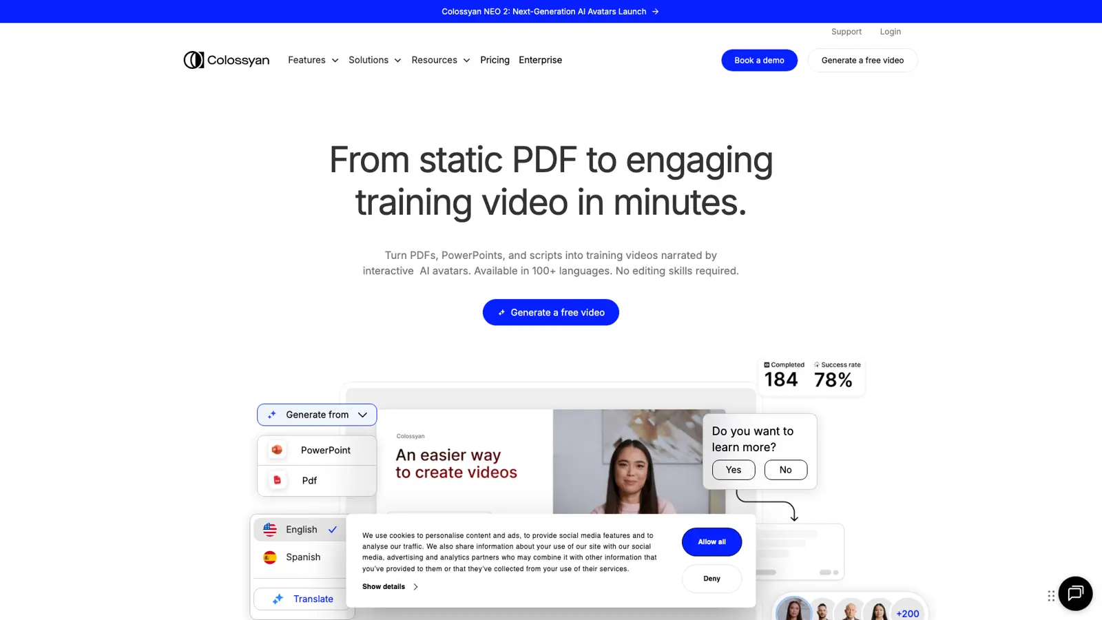 Colossyan homepage