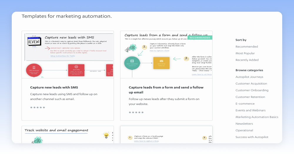 Autopilot marketing automation templates